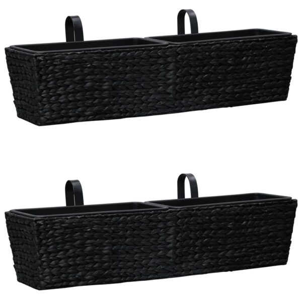 Chic Black Water Hyacinth Outdoor Garden Planter Set with Inner Pots Patio Decor