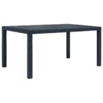 Outdoor Dining Table Weather Resistant Plastic Rattan Look Patio Furniture