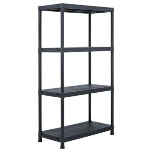 Versatile Black Plastic Storage Shelf Rack Organizer for Home & Garage