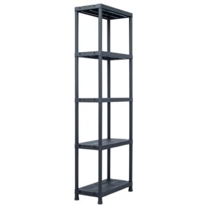 Versatile Black Plastic Storage Shelf Rack Organizer for Home & Garage