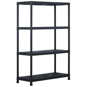 Versatile Black Plastic Storage Shelf Rack Organizer for Home & Garage