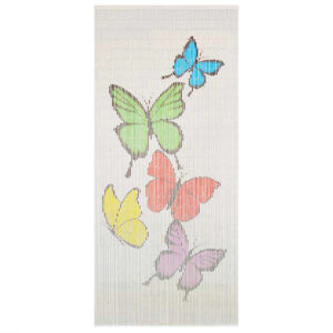 Bamboo Insect Door Curtain Butterfly Print Elegant Privacy Screen 90x200cm