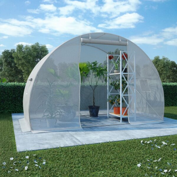 Spacious Walk-In Garden Greenhouse with PE Mesh Fabric and Steel Frame