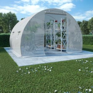 Spacious Walk-In Greenhouse PE Mesh Fabric Galvanized Steel Frame with Door Window