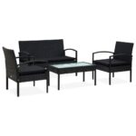 Outdoor Rattan Garden Sofa Set Patio Furniture with Cushions Elegant Black