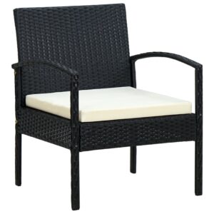 Outdoor Patio Rattan Armchair with Cream Cushion Comfortable Garden Seat