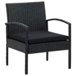 Outdoor Garden Patio Chair PE Rattan Wicker Armchair with Black Cushion Comfort