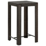 Stylish Rattan Garden Bar Table Indoor Outdoor Patio Furniture Brown Easy Clean