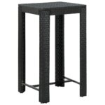 Stylish Outdoor Indoor Rattan Garden Patio Bar Table Black Durable Easy Clean