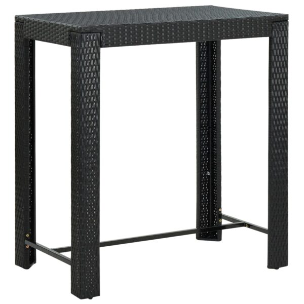 Modern Outdoor Indoor PE Rattan Bar Table Sturdy Steel Frame Patio Garden Black