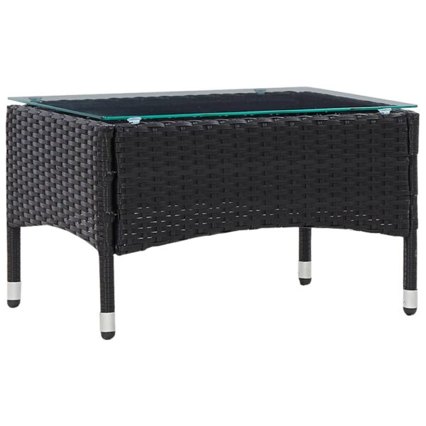 Elegant Black Poly Rattan Coffee Table Weather Resistant Easy Clean Modern Design