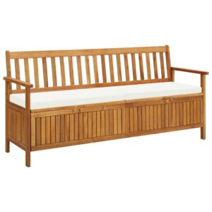 Storage Bench with Cushion 170 cm Solid Acacia Wood