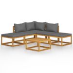 6 Piece Garden Lounge Set with Cushions Solid Acacia Wood