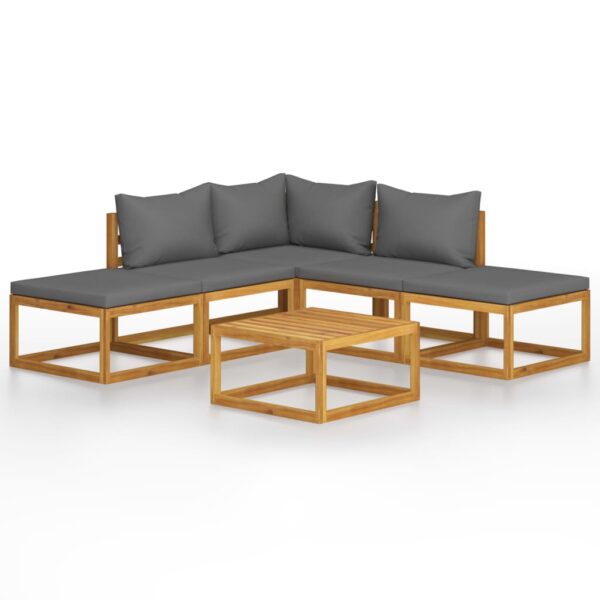 6 Piece Garden Lounge Set with Cushions Solid Acacia Wood