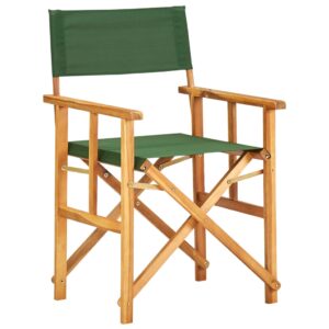 Folding Director's Chair Solid Acacia Wood Outdoor Portable Comfortable Green