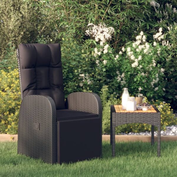 Adjustable Outdoor Rattan Recliner Chair with Cushion Patio Garden Furniture