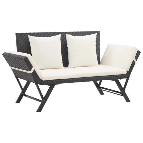 Outdoor Convertible Garden Bench Day Bed Poly Rattan with Cushions Patio Seat