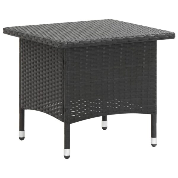 Elegant Black Poly Rattan Garden Tea Side Table Weather Resistant Patio Furniture