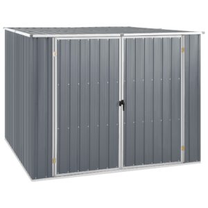 Galvanised Steel Garden Shed Outdoor Storage Weather-Resistant Sloping Roof Grey