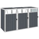 Triple Garbage Bin Shed Outdoor Steel Storage with Lifting Lids Weather-Resistant