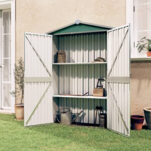 Spacious Green Garden Shed Outdoor Metal Storage with Vents and Shelves