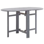 Solid Acacia Wood Oval Garden Dining Table Foldable Weather-Resistant Grey Finish