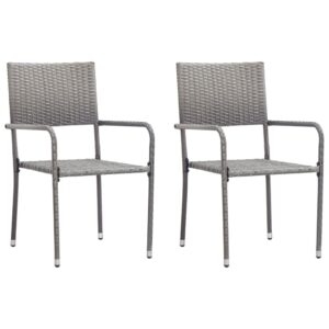 Contemporary Poly Rattan Garden Chairs Set Stackable Outdoor Patio Furniture