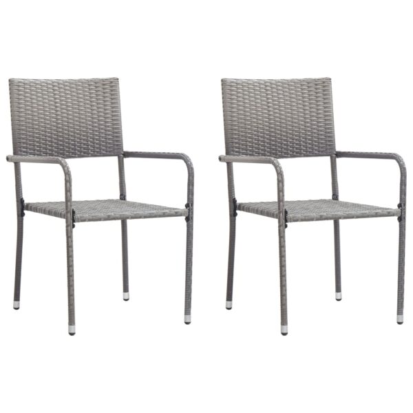 Contemporary Poly Rattan Garden Chairs Set Stackable Outdoor Patio Furniture