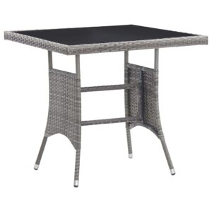 Outdoor Garden Patio Table Anthracite Poly Rattan Glass Top Weather Resistant