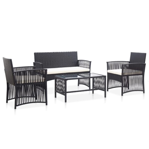 Outdoor Garden Lounge Set Poly Rattan Sofa Chairs Table Cushioned Patio Furniture