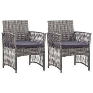 Outdoor Rattan Armchairs Set of Two with Cushions Patio Deck Comfort Seating