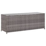 Outdoor Garden Storage Bench Poly Rattan Waterproof Grey Patio Cushion Box Deck