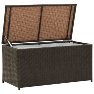 Outdoor Garden Storage Box Wicker Rattan Cushion Chest Weather Resistant Patio