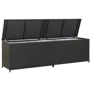 Garden Storage Box Poly Rattan 200x50x60 cm Black