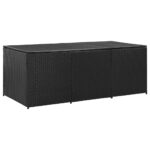 Outdoor Rattan Garden Storage Box Weather Resistant Patio Cushion Chest Black