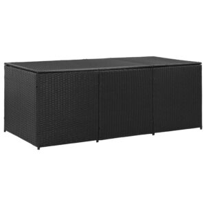 Outdoor Rattan Garden Storage Box Weather Resistant Patio Cushion Chest Black