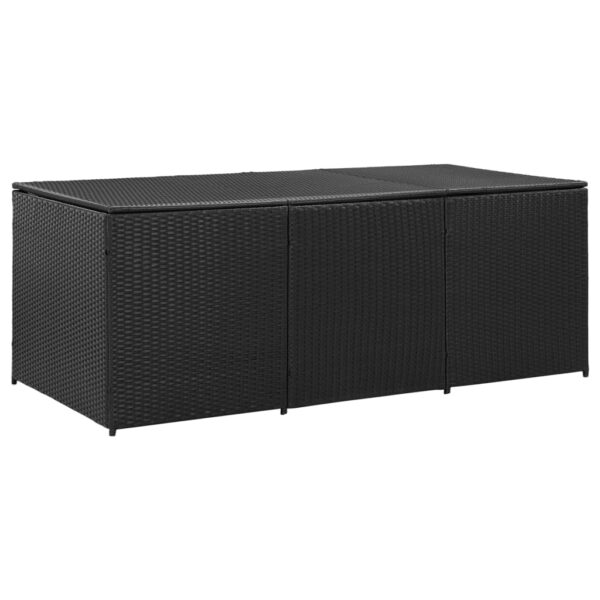 Outdoor Rattan Garden Storage Box Weather Resistant Patio Cushion Chest Black