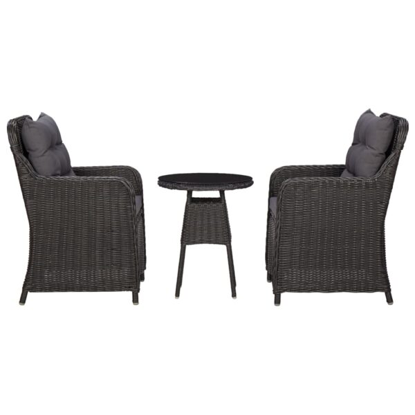 Garden Chairs 2 pcs with Tea Table Poly Rattan Black