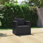 Elegant Outdoor Single Sofa Chair Poly Rattan with Cushions Patio Furniture