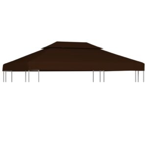 Water Resistant Two Tier Gazebo Top Cover Sunshade Polyester Brown Outdoor Patio