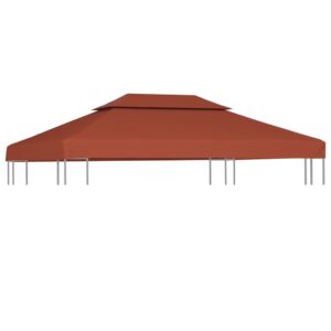 Water-Resistant Terracotta Gazebo Canopy Top Dual Tier Polyester Sunshade Cover