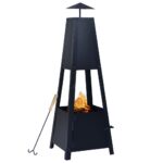 Outdoor Garden Fire Pit Steel Black Powder-Coated Warmth Comfort Easy Assembly