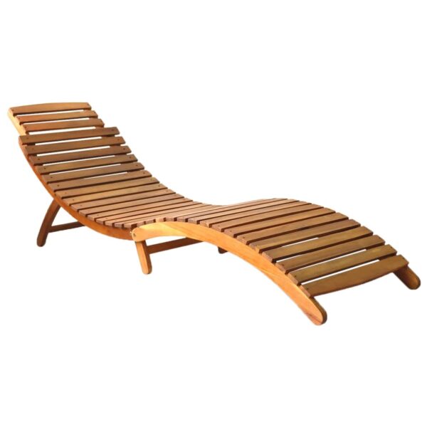 Solid Acacia Wood Sun Lounger Foldable Ergonomic Outdoor Patio Garden Chair