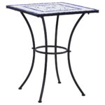 Mosaic Bistro Table Ceramic Top Outdoor Garden Patio Furniture Blue White