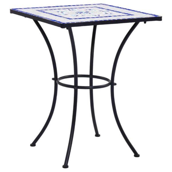 Mosaic Bistro Table Ceramic Top Outdoor Garden Patio Furniture Blue White