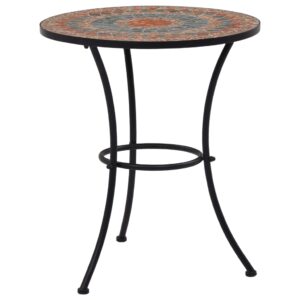 Mosaic Bistro Table Ceramic Top Outdoor Garden Patio Furniture Grey Orange