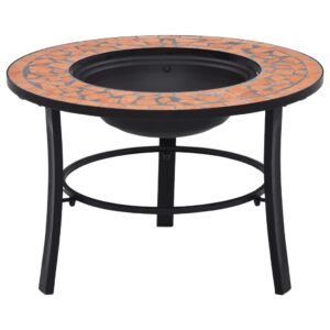 Decorative Ceramic Mosaic Fire Pit Outdoor Patio Garden Warmth BBQ Grill Table