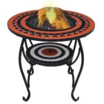 Mosaic Ceramic Fire Pit Table Outdoor Patio Garden Heater BBQ Grill Mesh Cover