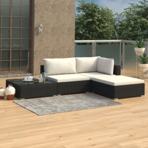 Outdoor Rattan Garden Lounge Set Modular Sofa Footrest Coffee Table Cushions