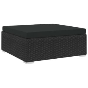 Outdoor Sectional Footrest with Cushion Weather-Resistant Poly Rattan Black